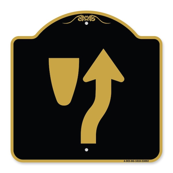 Designer Series Keep Right Graphic Only, Black & Gold Aluminum Sign, 18" x 18", BG-1818-23892